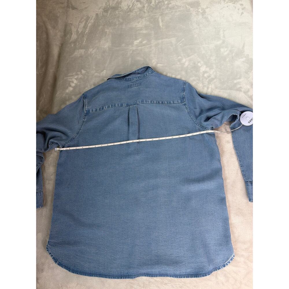 Gap Tencel Denim Utility Boyfriend Shirt Light Indigo Women's XL Double Pocket - Picture 11 of 12